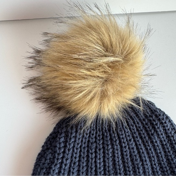 Love Your Melon Knit Pompom Toque Hat Beanie 100% Cotton Navy Blue Winter EUC - Picture 4 of 5